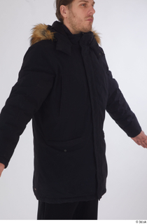 Arvid black coat black parka dressed sports upper body 0008.jpg